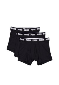 Schwarze Baumwoll-Boxershorts im 3er-Pack. Mit einem weißen Bund und "PUMA"-Logo. Weiche Textur und figurbetontes Design.