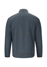 Mansjacka i mörkgrått, lätt tyg, långa ärmar, hög krage, med reflekterande remsa över ryggen, slim fit-design.