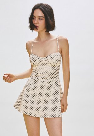 Bershka, STRAPPY CORSET - MINI DRESS - Freizeitkleid - beige