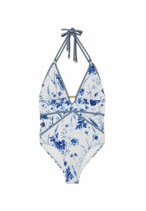 Reiss, REGULAR FIT - LUCIA FLORAL-PRINT PLUNGE HALTERNECK SWIMSUIT . - Traje de baño - blue ivory