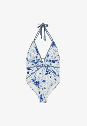 Reiss, REGULAR FIT - LUCIA FLORAL-PRINT PLUNGE HALTERNECK SWIMSUIT . - Traje de baño - blue ivory