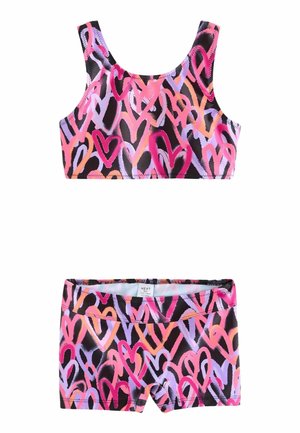 Next REGULAR FIT SET - Bikinit - black pink hearts