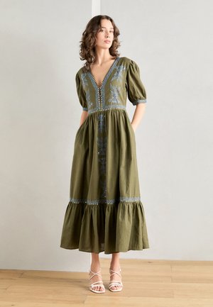 EMBROIDERED DRESS - Maxi-jurk - classic green