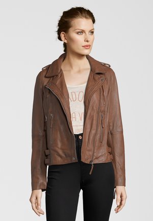 MICHI - Lederjacke - dark cognac