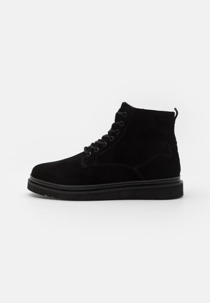 LEATHER - Bottines à lacets - black