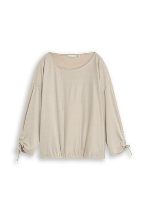 TOM TAILOR DENIM, STRUCTURED STRIPE T-SHIRT - Camiseta de manga larga - small beige white stripe