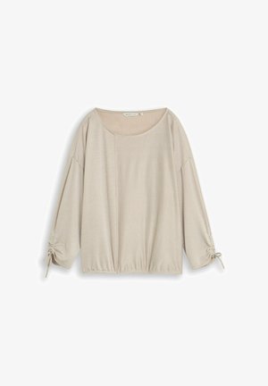 TOM TAILOR DENIM, STRUCTURED STRIPE T-SHIRT - Camiseta de manga larga - small beige white stripe