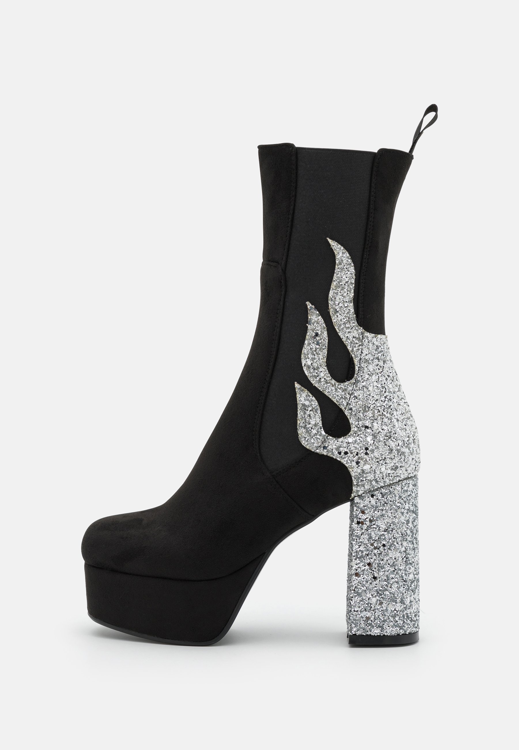LAMODA APPARENT LIES PLATFORM BOOTS - Laarzen met hoge hak - black /silver  glitter/zwart - Zalando.nl