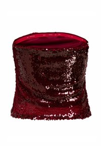 Bordeauxrode paillettentas met een gladde satijnen voering, voorzien van een brede opening en een zachte afwerking, ideaal voor veelzijdige styling.