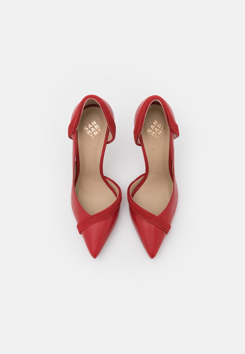 Sandales San Marina Talons 10.5 Cm Rouge Similicuir - Taille 40, Fermeture Zip, Occasion Très Bon état