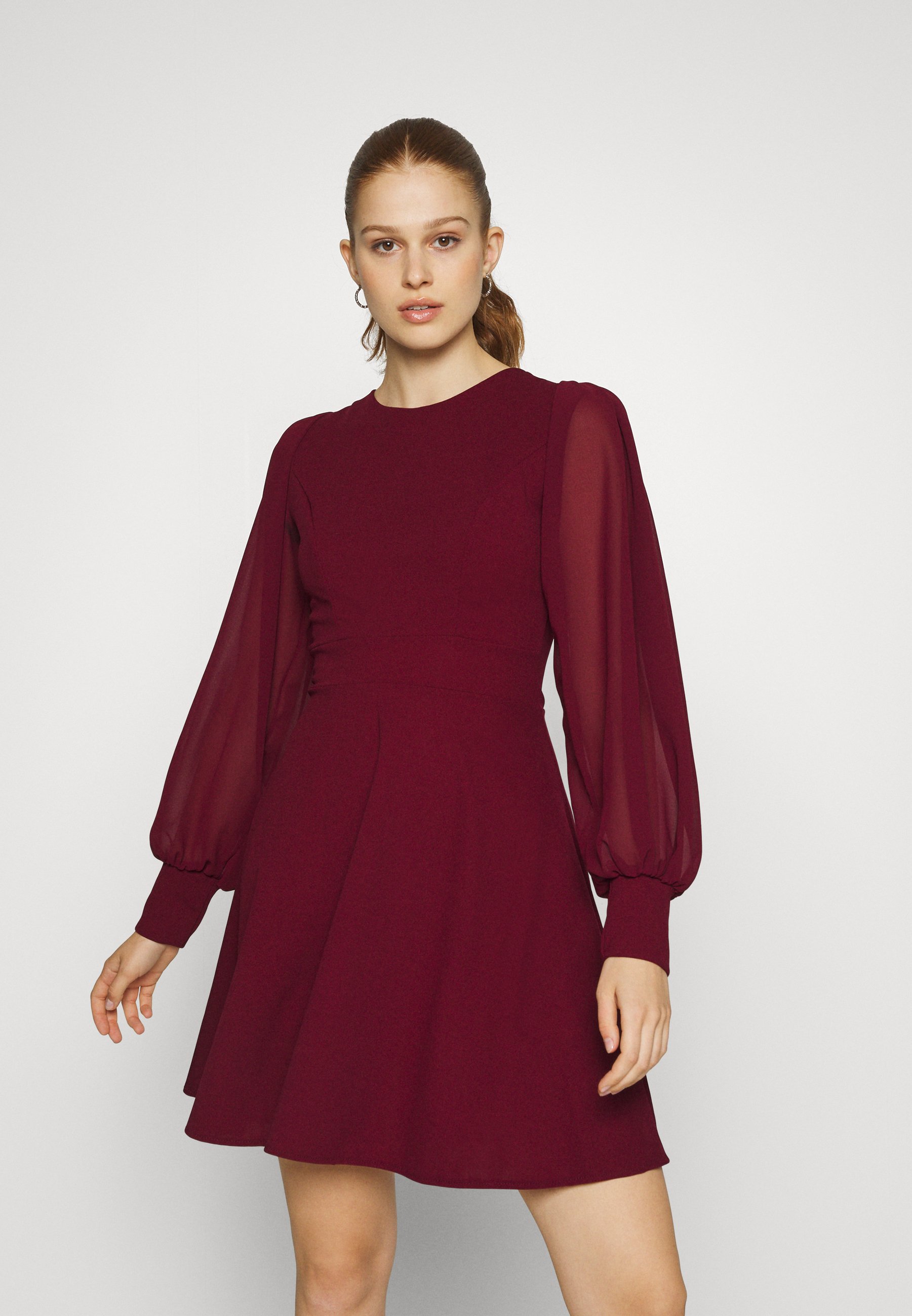 princess polly baby blue dress Burgundy Cotton Puff Sleeve Mini Dress - All Dresses