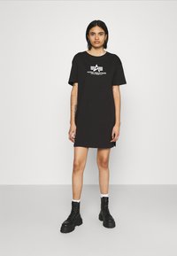 Alpha Industries - LONG WMN - Jerseykjole - black Miniaturebillede 1