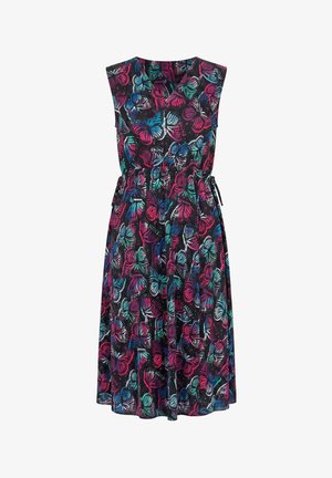 Angel of Style, PLISSÉ MIDI DRESS, SLEEVELESS, PATTERNED, ELASTICATED WAIST - Freizeitkleid - black