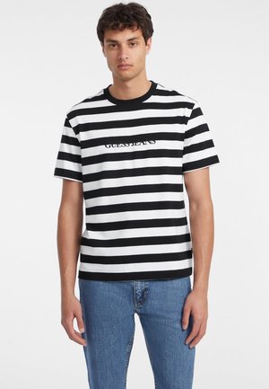 Guess Jeans STRIPED - Marškinėliai su spaudiniu - mehrfarbig schwarz