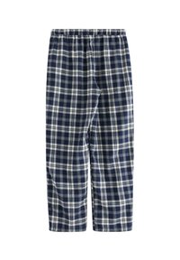 Mörkblå och vita rutiga pyjamasbyxor i mjukt material, med resårmidja och cropped längd. Tydligt rutig mönstring i hela byxan.