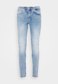 Ljusblå denimjeans med slim fit, fem fickor, subtila slitningar och knappstängning i midjan. Kan tvättas i maskin.