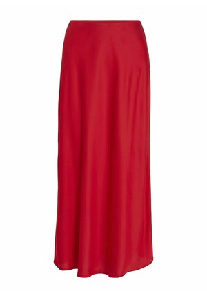 Röd satin maxikjol med ett flödande design, med en mjuk textur och ett elastiskt midjeband för komfort.