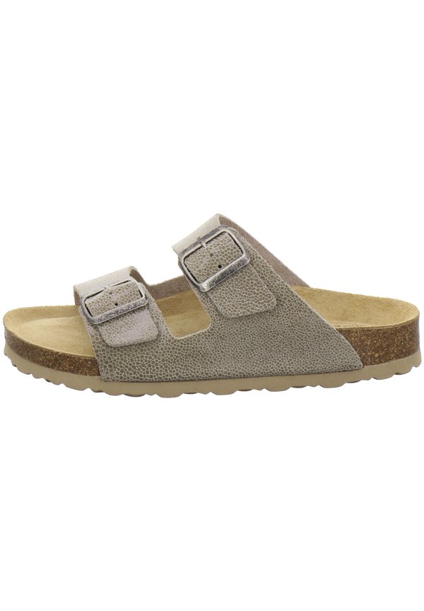 Pantolette flach - beige reptil