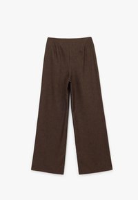 Bruine wijde broek gemaakt van textiel met een hoge taille en zonder zichtbare accenten of patronen.