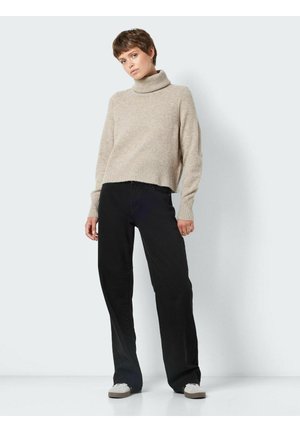 Noisy May POLOKRAGEN - Strickpullover - beige mottled beige