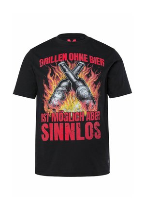Men Plus, MEN+ T-SHIRT, GRILL PRINT, SHORT SLEEVES, UP TO 8XL - T-shirt con stampa - black