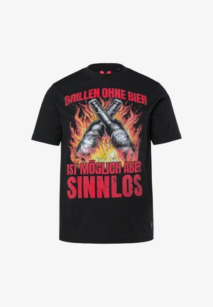 Men Plus, MEN+ T-SHIRT, GRILL PRINT, SHORT SLEEVES, UP TO 8XL - T-shirt print - black