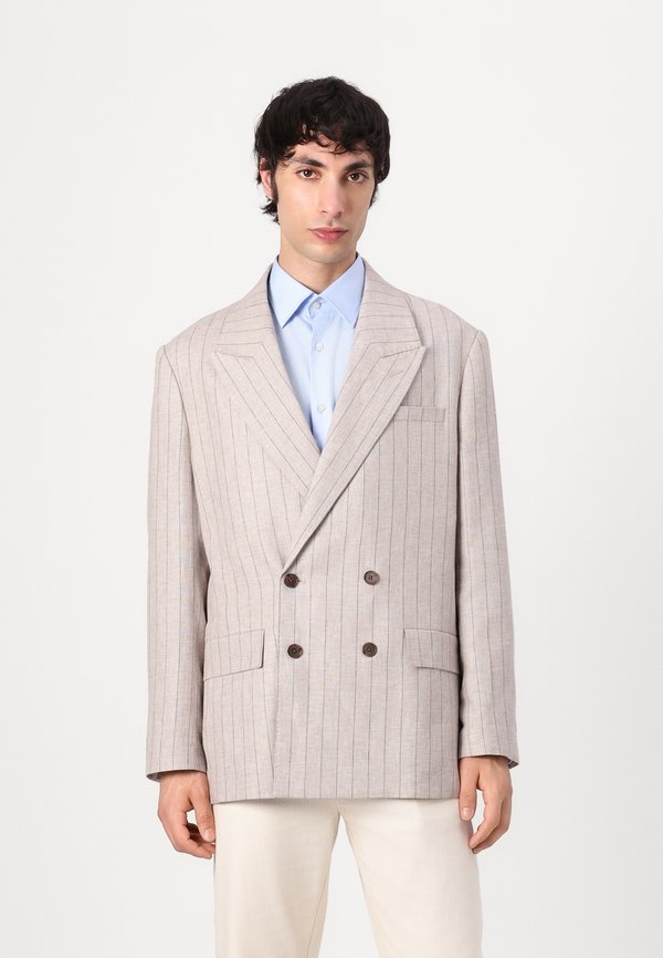 SLHRELAXED MALIK SUN PINSTRIPED - Blazer jacket - oatmeal