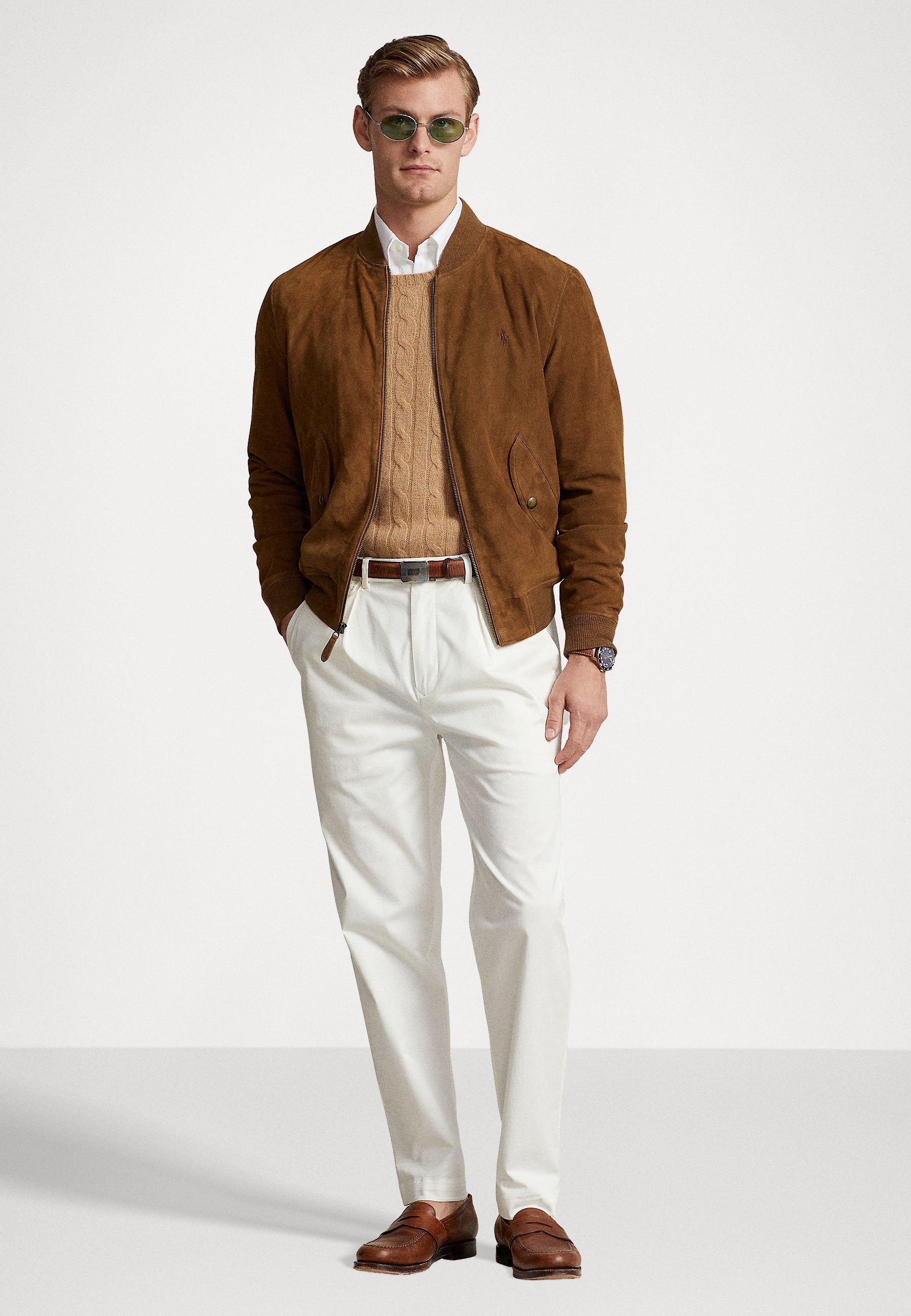 Polo Ralph Lauren SUEDE BOMBER JACKET - Jachetă piele - country
