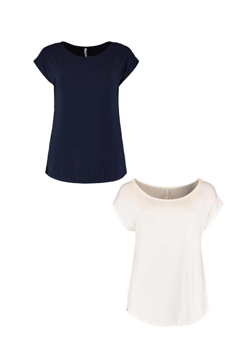 Hailys 2ER-SET KURZARM MIT FLEDERMAU  - T-Shirt basic - blau-weiß
