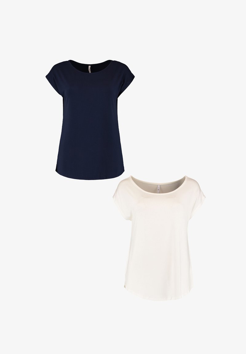 Hailys 2ER-SET KURZARM MIT FLEDERMAU  - T-Shirt basic - blau-weiß