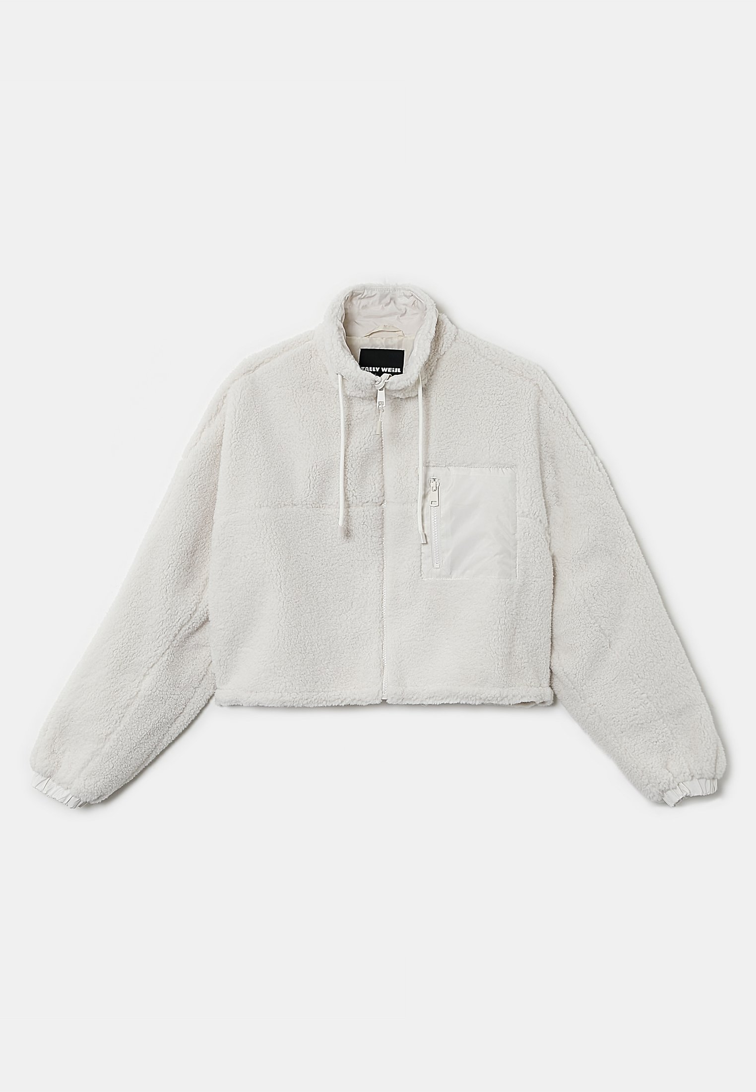 cropped teddy jacket white