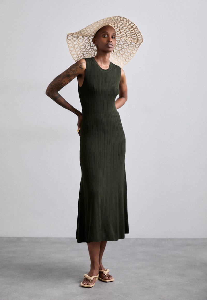 green emerald velvet dress Giant Willow Green Pinch Pleat Dress  One Hundred Stars USA