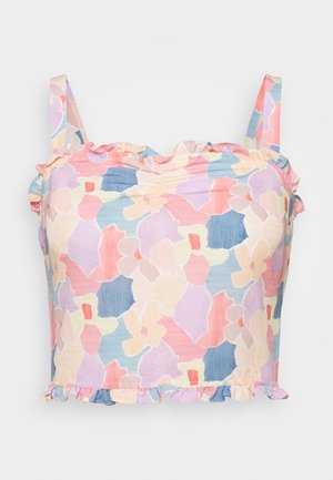 CARE FLORAL PRINTED RUFFLE TRIM CROP TOP - Blouse - light pink