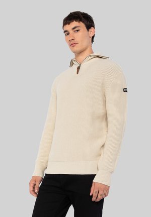 COL CAMIONNEUR ZIPPÉ - Strickpullover - blanc cassé