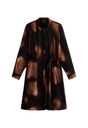 New Look Curves, CURVES BLEACH PRINT MIDI - Blousejurk - black pattern