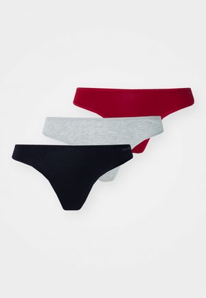 THONG 3 PACK IDEAL COTTON - Thong - black/juneberry/grey heather