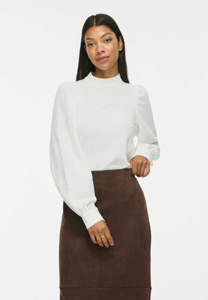 VILA, LONG SLEEVED TOP VIPALLAS HIGH NECK - Blouse - snow white
