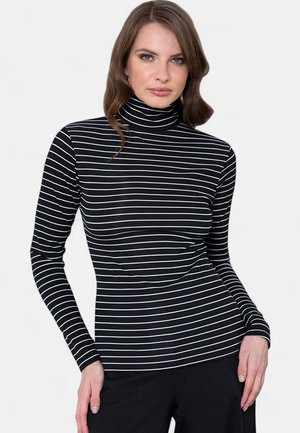 TURTLE NECK  - Maglietta a manica lunga - black   white stripes