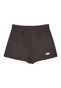 Tmavě šedé šortky vyrobené z měkké látky s elastickým pasem. Mají dvě přední kapsy a malou nášivku loga na boku.