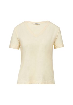 s.Oliver V-AUSSCHNITT KURZARM FLAMMGARN  - T-shirt basic - helles zitrone