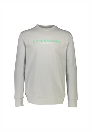 Lichtgrijze sweatshirt met een ronde hals, met de opdruk "COPENHAGEN" en "LINDBERGH" in mintgroen. Klassieke pasvorm, geribbelde manchetten en zoom.