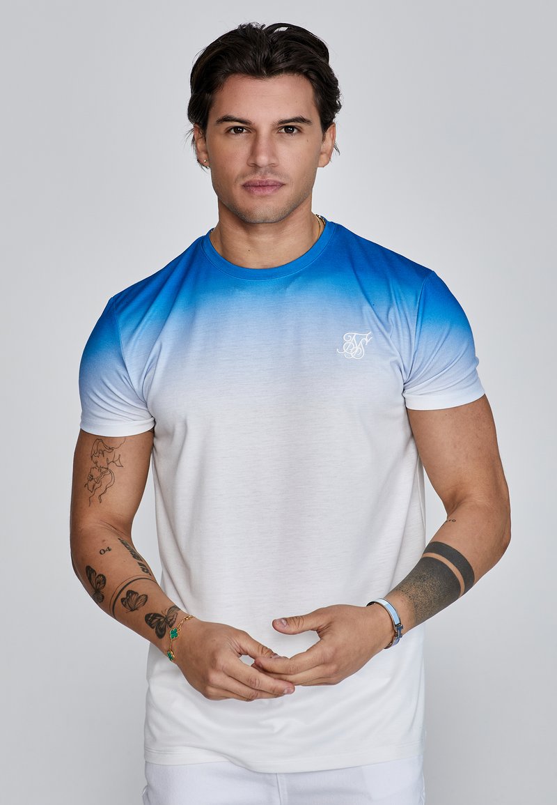 T-shirt Homme SikSilk – Bleu, Taille M, Manches Courtes Col Rond, Mélange Coton, état Très Bon