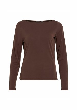 VILA, LONG SLEEVED TOP VIMODALA BOATNECK - T-shirt à manches longues - coffee bean
