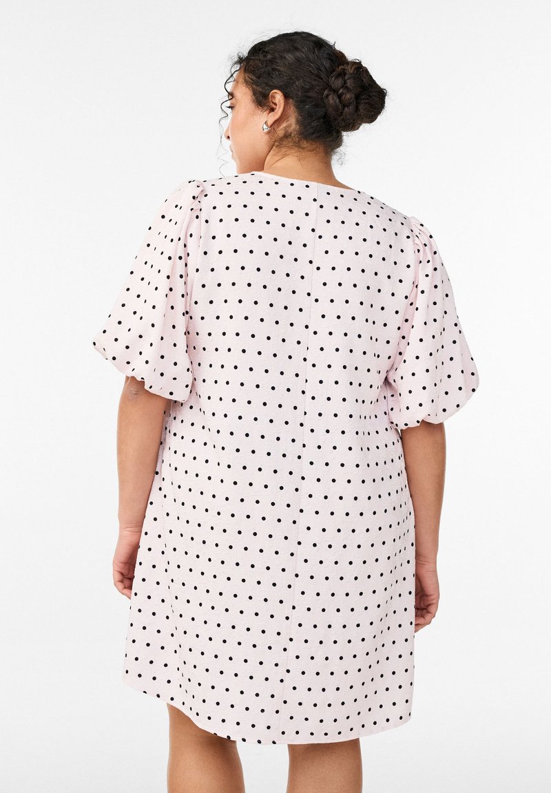 chinese dress ladies Pink Polka Dots Midi Dress