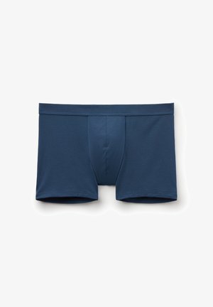Dunkelblaue Boxershorts aus weichem Stoff, mit schmaler Passform, elastischem Bund und einer detailreichen Vorderpouch.