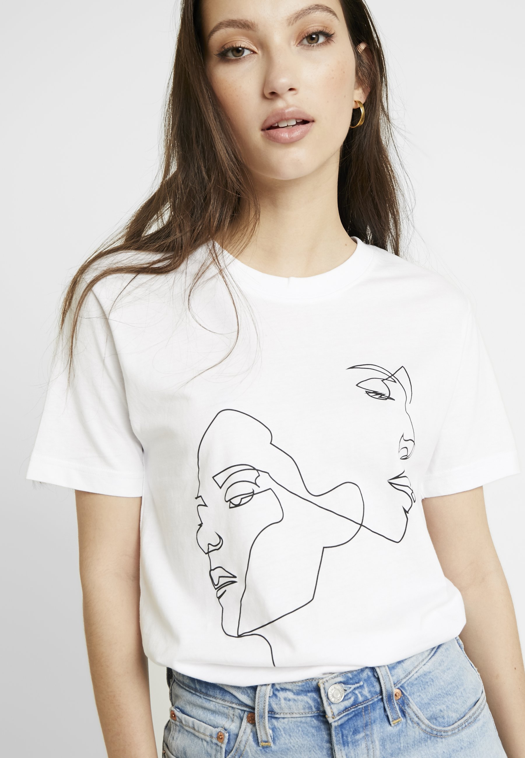 Merchcode LADIES ONE LINE TEE T shirts med print white Merchcode LADIES ONE LINE TEE - T-shirts med print - white