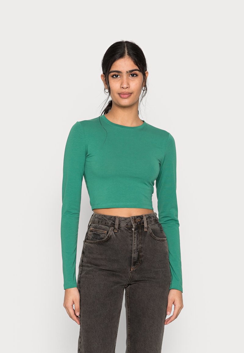 Damen T-Shirts | Weekday MINI LONGSLEEVE 2 PACK Langarmshirt green medium + black/grün - KF12751 Damen T-Shirts | Weekday MINI LONGSLEEVE 2 PACK Langarmshirt green medium + black/grün - KF12751