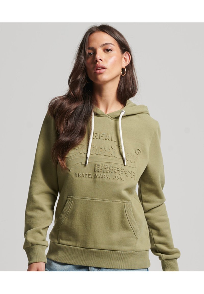 Superdry VINTAGE LOGO EMBOSSED Hoodie oil green/green Zalando.co.uk