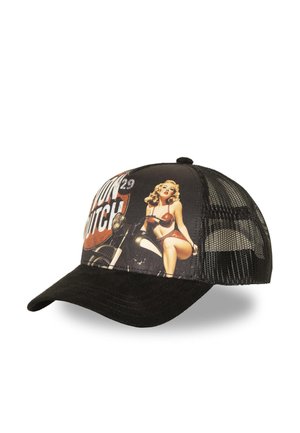 Von Dutch, CASQUETTE TRUCKER AVEC FILET ET PRINT SUBLIMATION PINUP MOTOR - Cap - noir