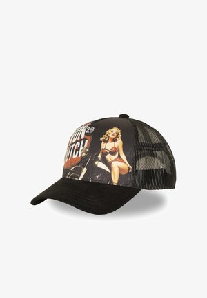Von Dutch, CASQUETTE TRUCKER AVEC FILET ET PRINT SUBLIMATION PINUP MOTOR - Cap - noir